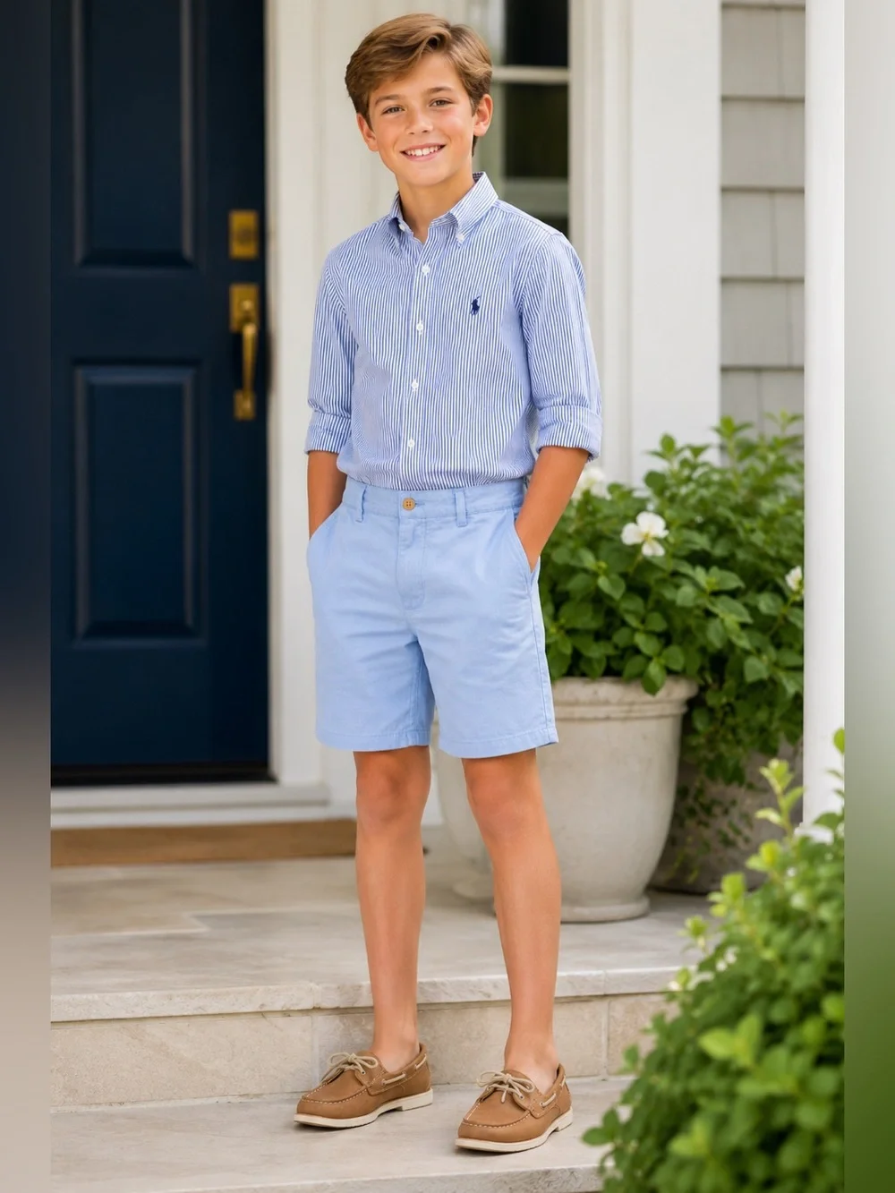 Polo Ralph Lauren Boys Light Blue Oxford Chino Shorts